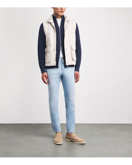 Eleventy Blue Wool Zip-Up Cardigan for men