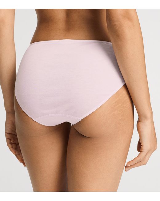 Hanro Pink Cotton Lace-Detail Rosaria Briefs