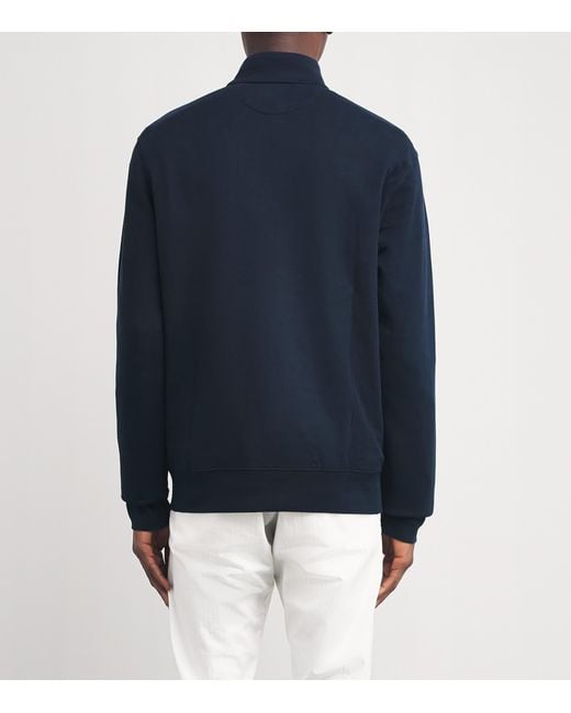 Polo Ralph Lauren Blue Cotton-Blend Quarter-Zip Sweater for men