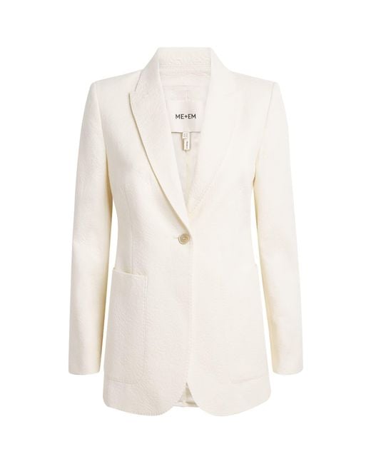 ME+EM White Jacquard Sharp Shoulder Blazer