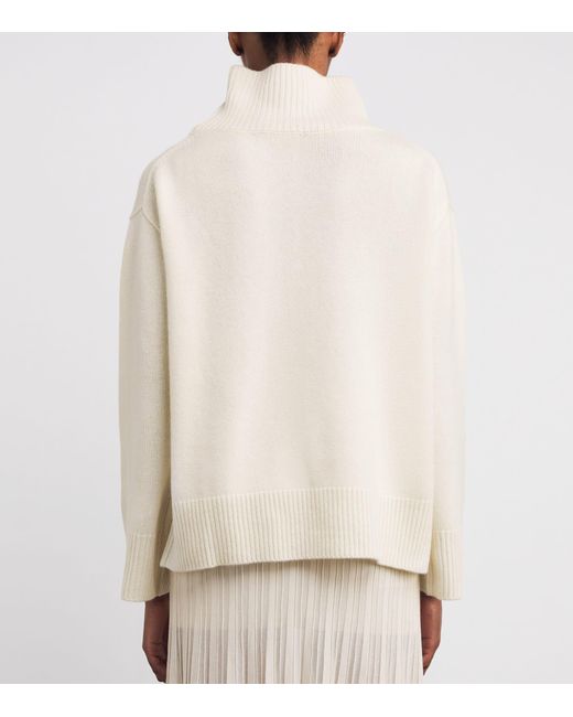 Soft Goat White Cashmere Rollneck Boyfriend Sweater