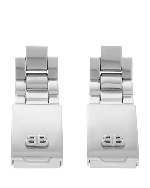 Balenciaga Metallic Watch Band Drop Earrings