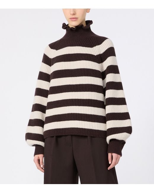 Max Mara Black Wool-Cashmere Stripe Sweater