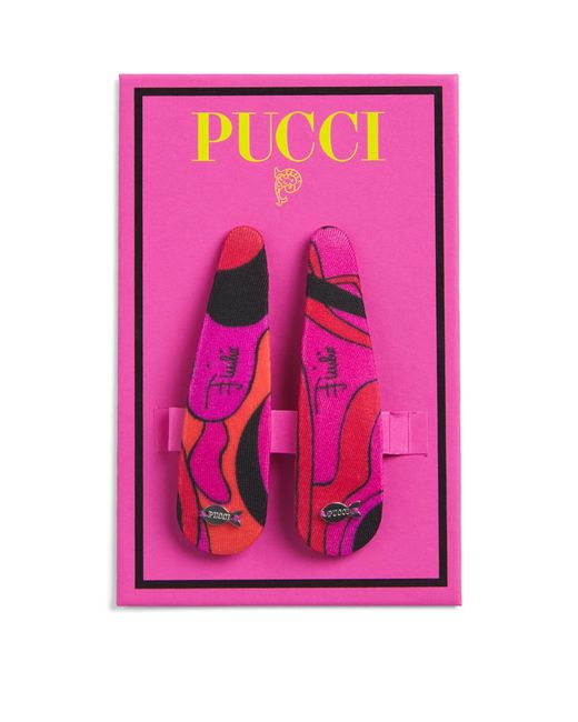 Emilio Pucci Pink Printed Hair Clips