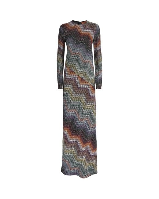 Missoni Gray Sequin Zigzag Maxi Dress