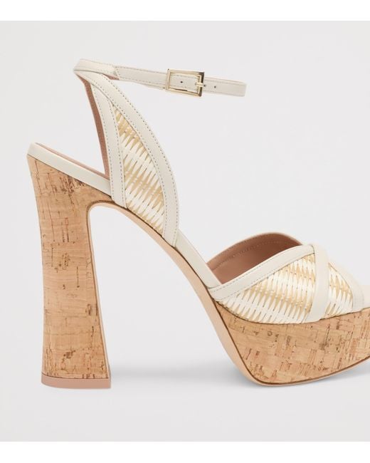 Malone Souliers Metallic Raffia Sylvie Platform Sandals 125
