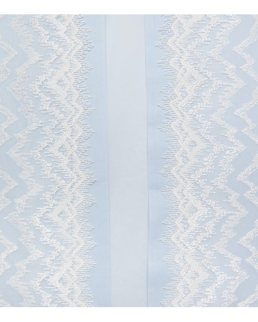 Bocan Blue Cotton Lace-Trim Yasmine Robe