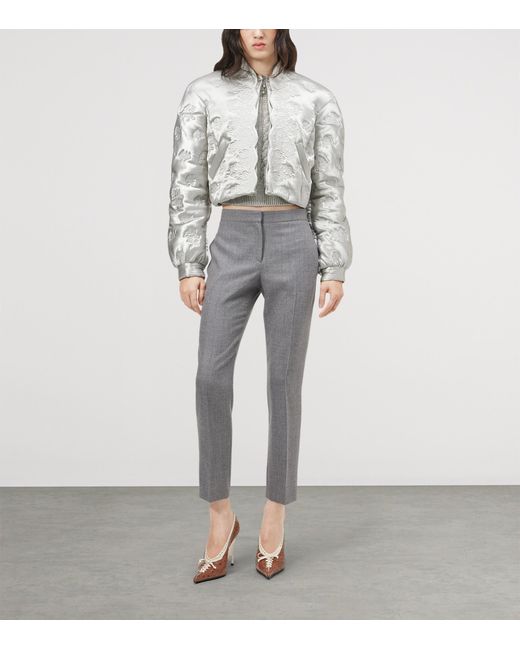 McQueen Gray Wool Cropped Cigarette Trousers