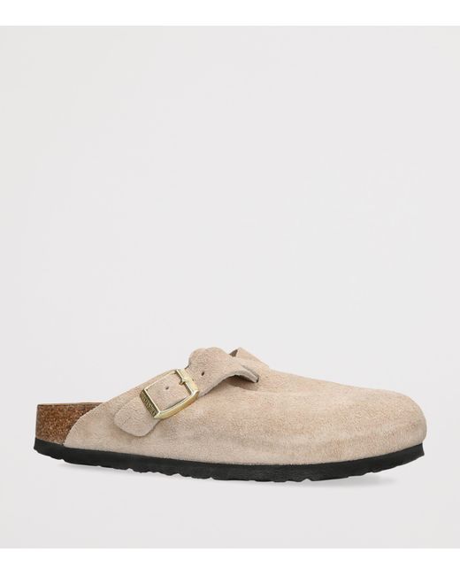 Birkenstock White Suede Boston Clogs