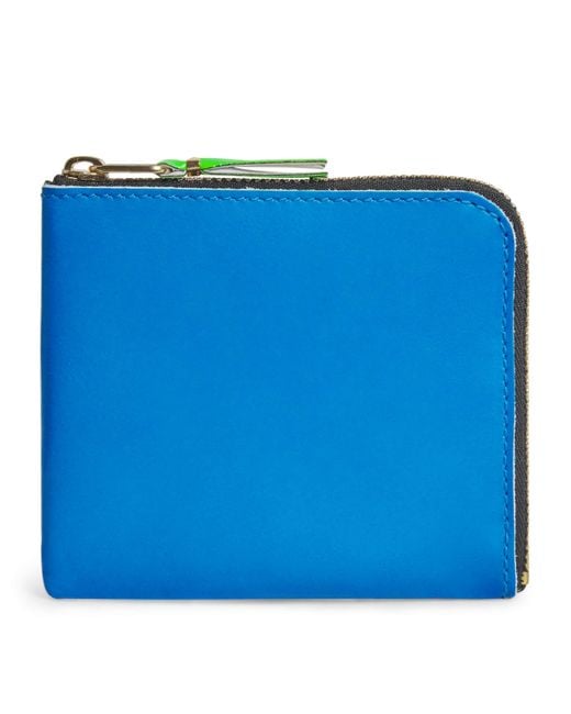 Comme des Garçons Blue Small Leather Super Fluo Wallet for men
