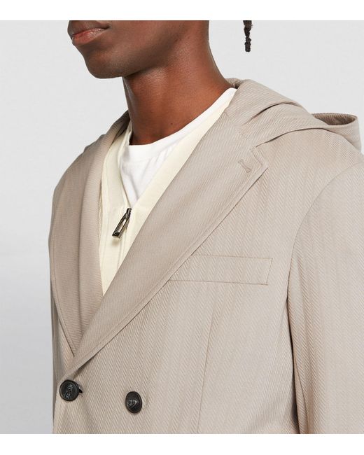 Emporio Armani Natural Cotton Hooded Blazer for men
