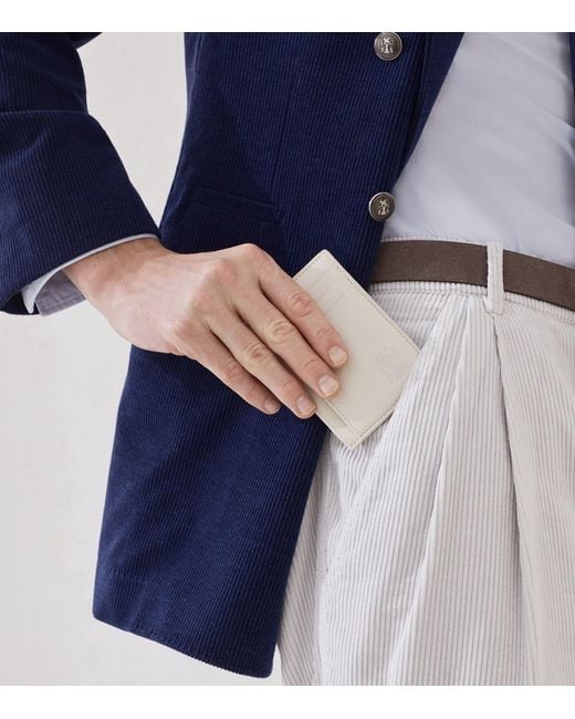 Brunello Cucinelli Natural Grained Leather Card Holder for men
