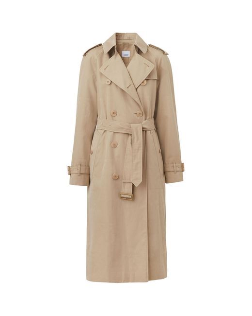 Burberry Cotton The Long Waterloo Heritage Trench Coat in Natural - Lyst