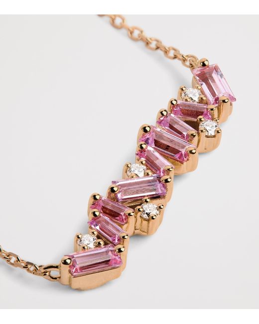 Suzanne Kalan Pink Diamond And Sapphire Frenzy Bar Necklace