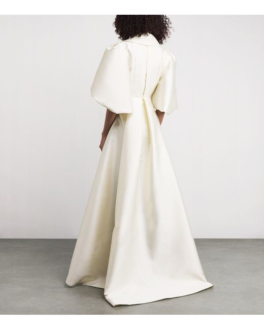 Sabina Bilenko White Satin Twill Martina Opera Coat