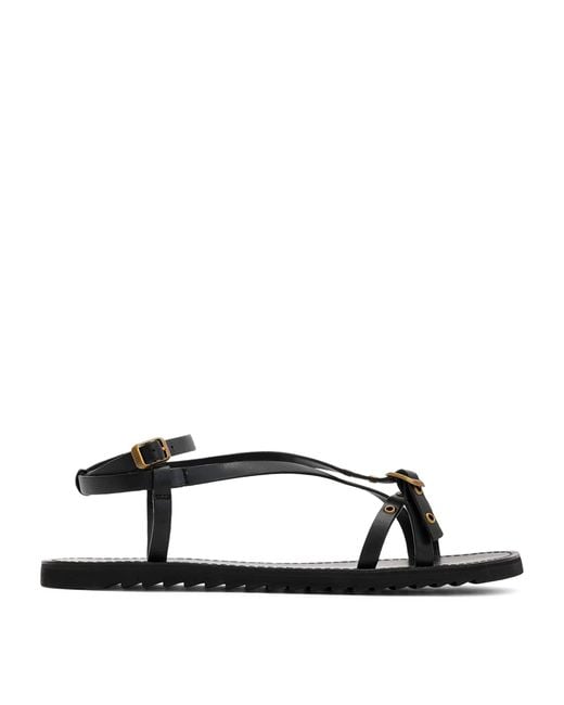 AllSaints Black Leather Tyla Eyelet Sandals