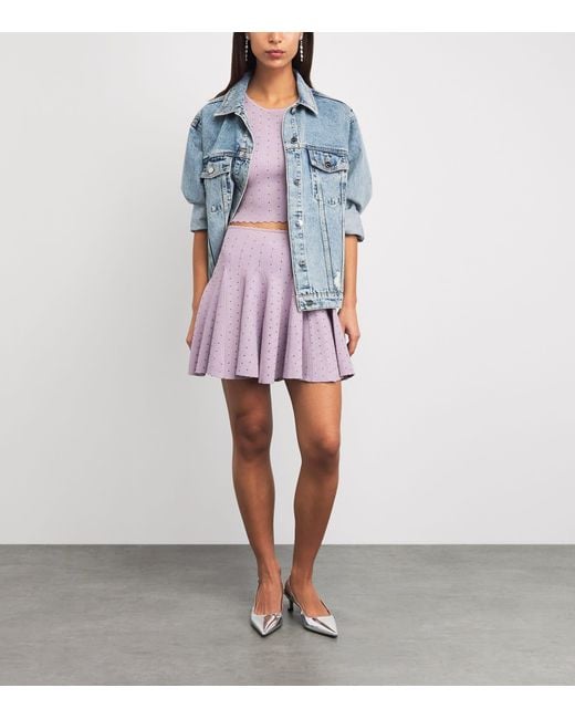 Sandro Purple Knitted Embellished Mini Skirt