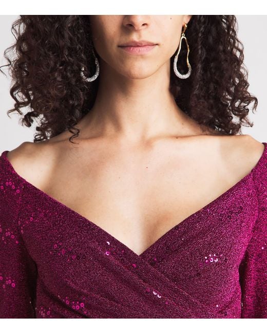 Talbot Runhof Purple Embellished Stardust Gown