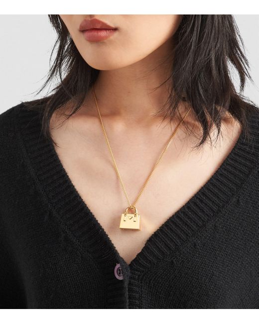 Prada Galleria Bag Pendant Necklace in Metallic Lyst Canada