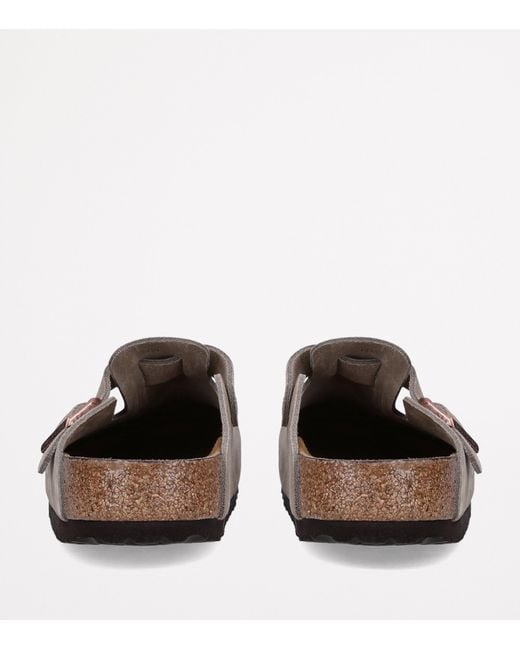 Birkenstock Gray Suede Boston Clogs for men