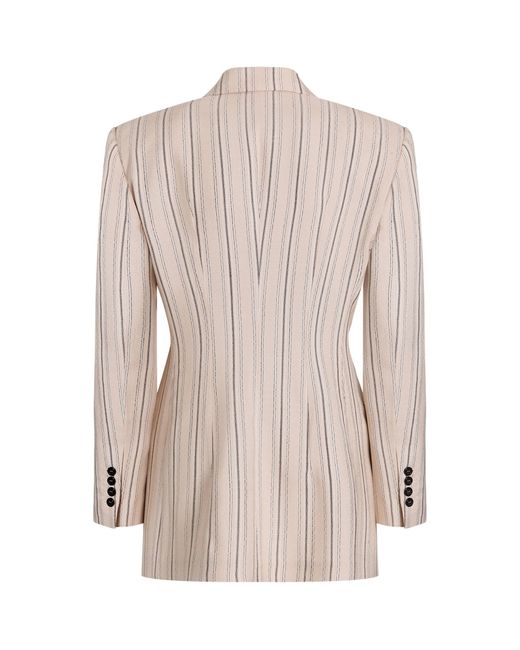 Dolce & Gabbana Natural Structured Stripe Single-Breasted Blazer