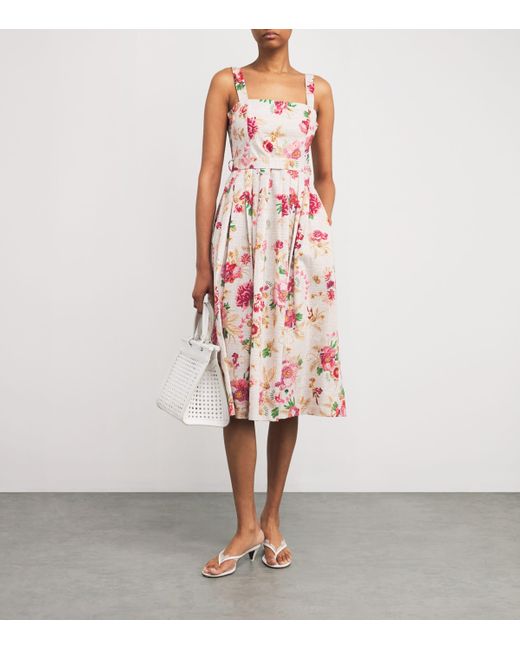 Mary Katrantzou White Belted Iris Midi Dress