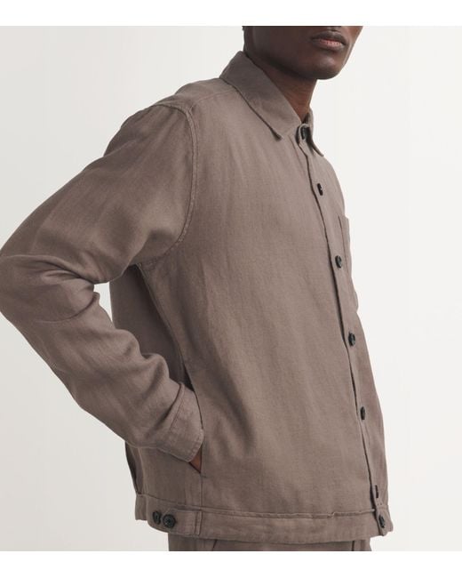 Oliver Spencer Brown Linen Milford Shirt-jacket for men