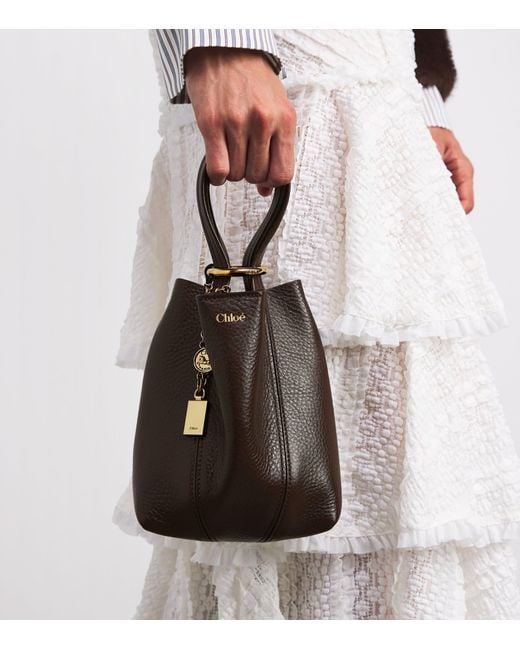 Chloé Brown Small Calfskin Spin Tote Bag