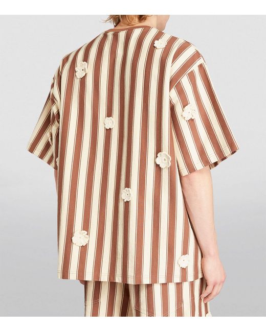 Song For The Mute Pink Cotton Striped Oversized T-shirt for men