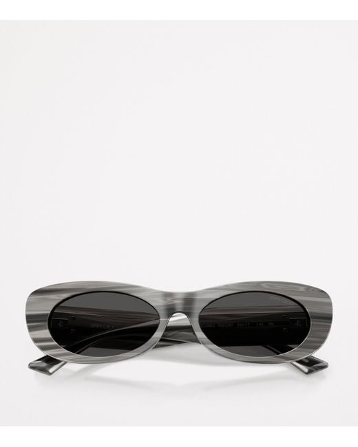 Jimmy Choo Gray Oval Logo Sunglasses