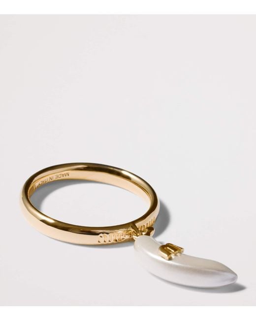 Miu Miu Brown Pearl-Effect Charm Ring