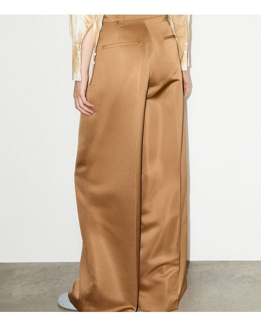 MAX&Co. Natural Satin Wide-Leg Trousers