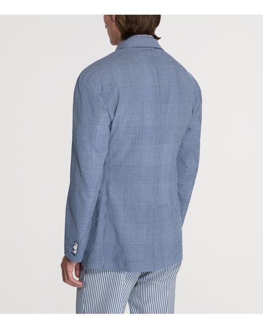 Dunhill Blue Wool-Silk Check Cavendish Blazer for men