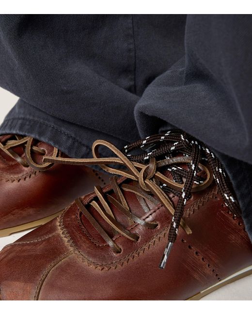Miu Miu Brown Leather Plume Sneakers