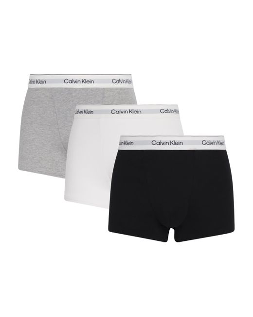 Calvin Klein White Cotton Stretch Icon Trunks for men