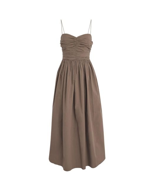 Matteau Brown Organic Cotton Gathered Midi Dress