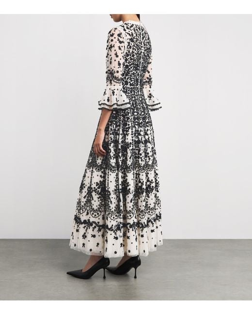 Needle & Thread White Round-Neck Adeline Maxi Dress