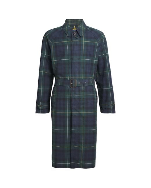 Polo Ralph Lauren Blue Waxed Cotton Tartan Overcoat for men