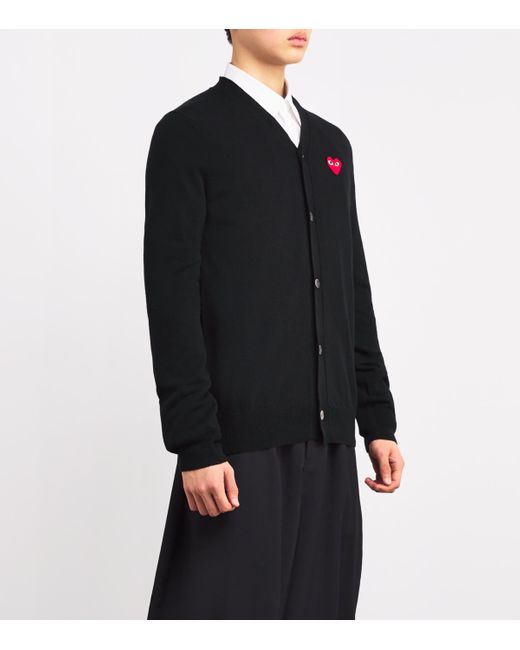 COMME DES GARÇONS PLAY Black Wool Heart Cardigan for men