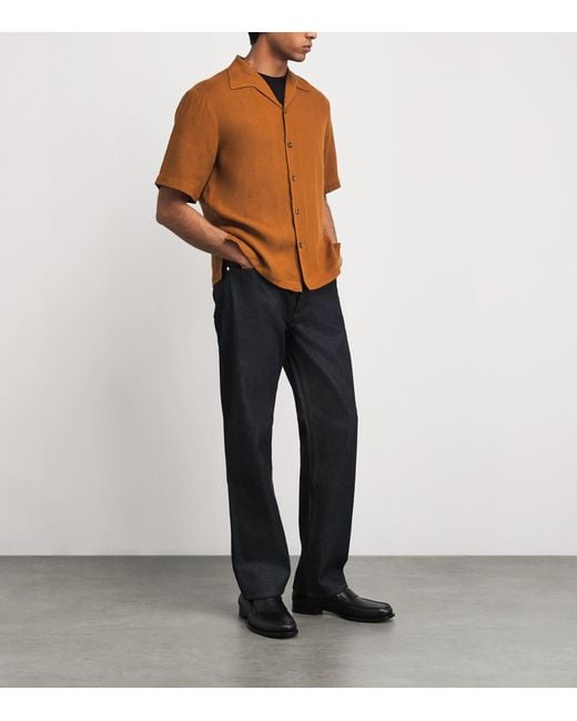 Sandro Brown Linen Short-Sleeve Shirt for men