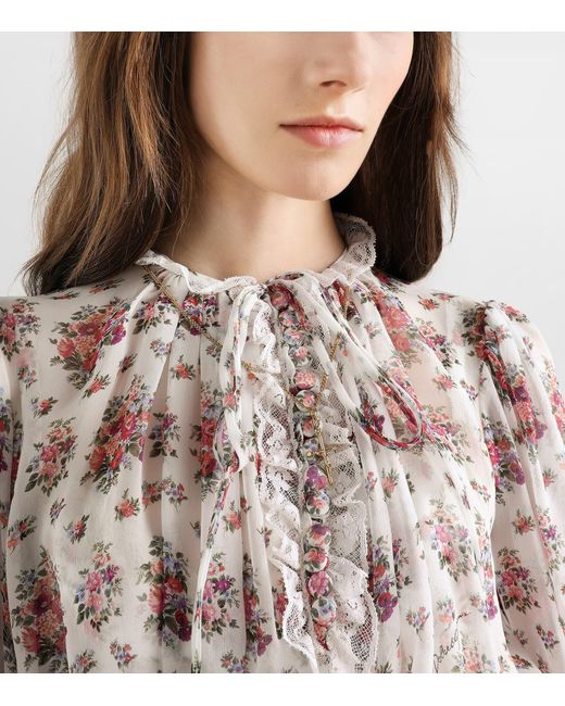 Dolce & Gabbana White Silk Dress With Floral Motif