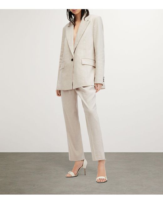 AllSaints White Linen-blend Whitney Trousers