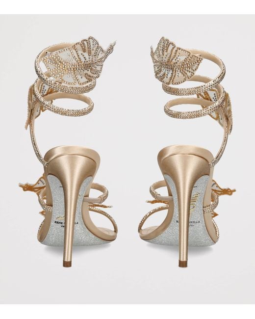 Rene Caovilla Metallic Embellished Leaf Heeled Sandals 105