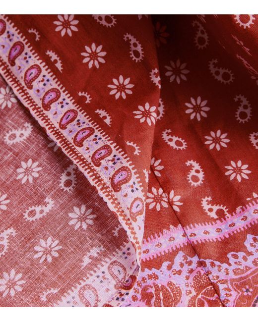 BOTEH Red Linen-cotton Kaleido Wrap Skirt