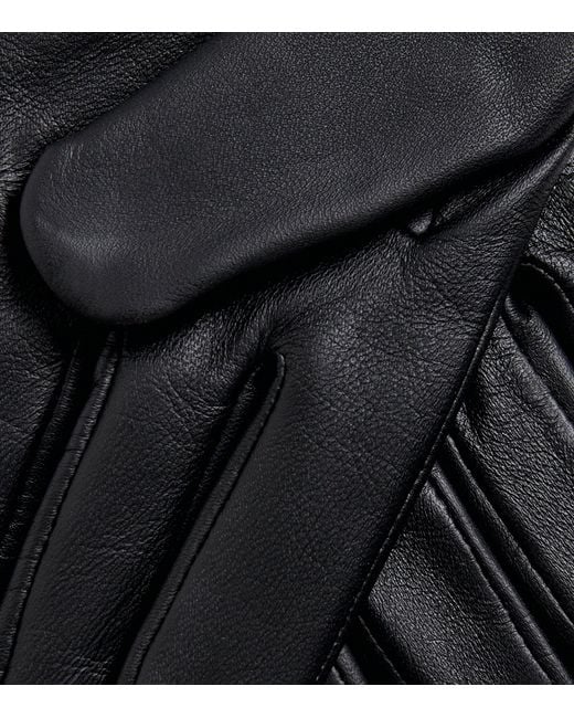 Dents Black Leather Cashmere-Lined Abercairney Gloves for men