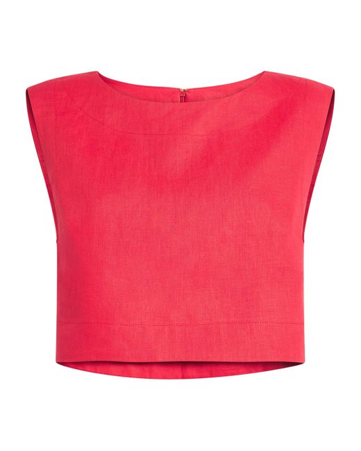 Posse Red Linen Martina Crop Top
