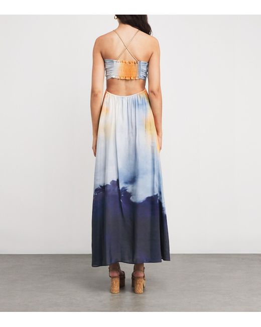 Maje Blue Tie-Dye Maxi Dress