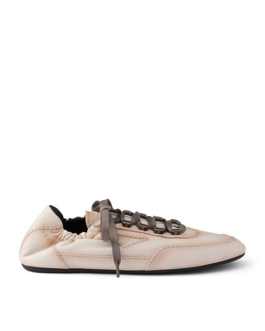 Prada Pink Lambskin Collapse Sneakers for men
