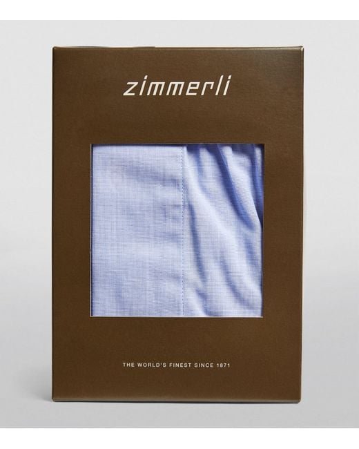 Zimmerli of Switzerland Blue Cotton Woven Boxers for men