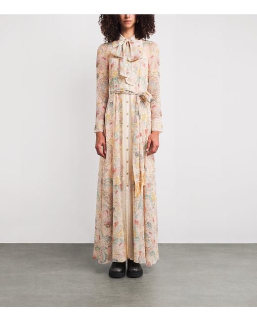 Zimmermann Natural Floral Rebellion Maxi Shirt Dress